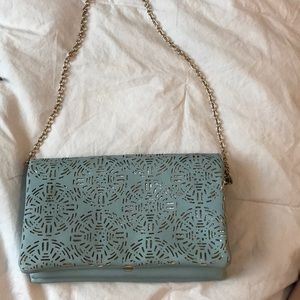Light blue crossbody with built in wallet